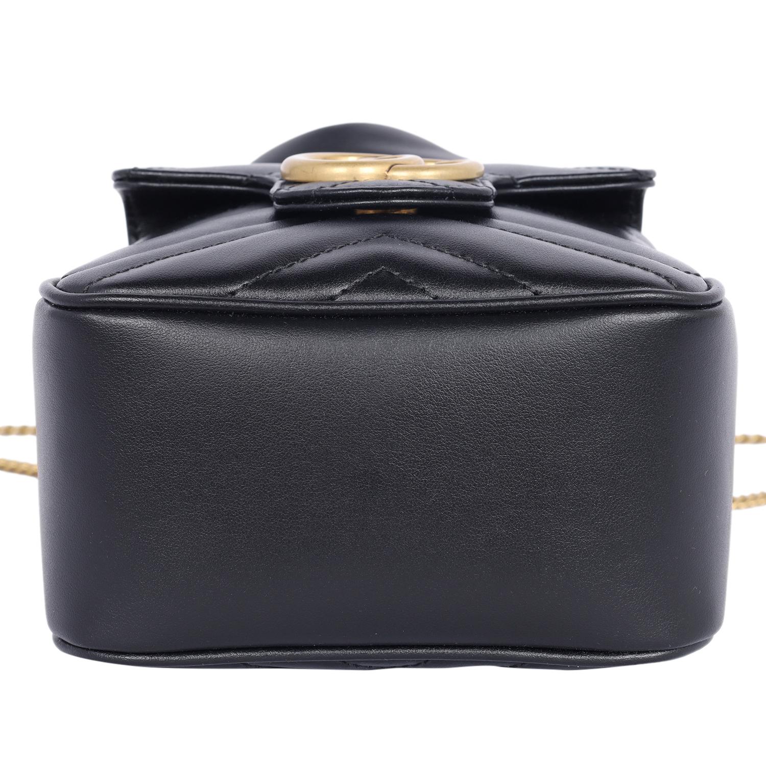 Gucci Calfskin Matelasse Mini GG Marmont 2.0 Bucket Bag Black 4