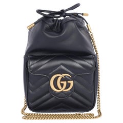 Gucci Calfskin Matelasse Mini GG Marmont 2.0 Bucket Bag Black