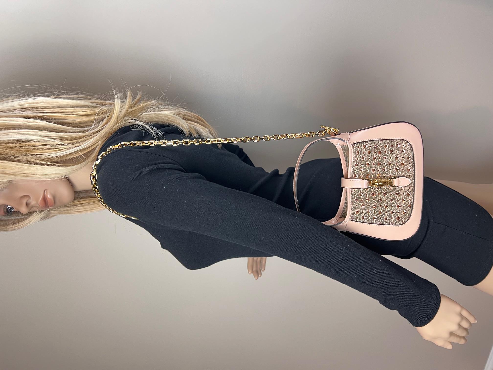 Gucci Piel De Becerro Malla Cristal Mini Jackie 1961 Bolso De Hombro Rosa RARO en Excelente Estado en Freehold, NJ