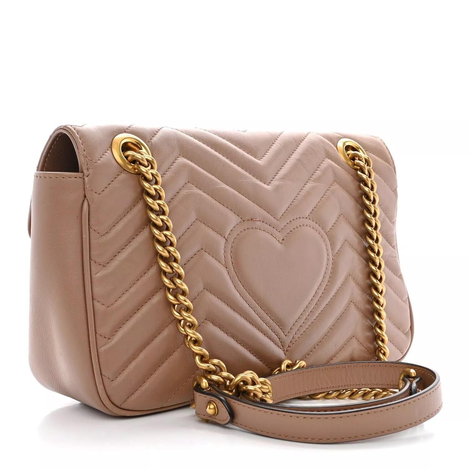 Men's Gucci Calfskin Rose Marmont Gg Matelasse Small Shoulder Bag Porcelain For Sale
