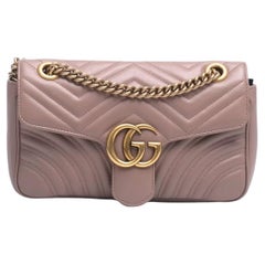Gucci Calfskin Rose Marmont Gg Matelasse Small Shoulder Bag Porcelain