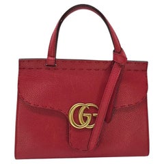 Gucci Calfskin Small GG Marmont Top Handle Bag