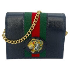 Gucci Calfskin Web Rajah Chain Card Case Wallet