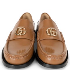 GUCCI camel brown leather 2024 GG MARMONT Loafers Flats Shoes 38.5
