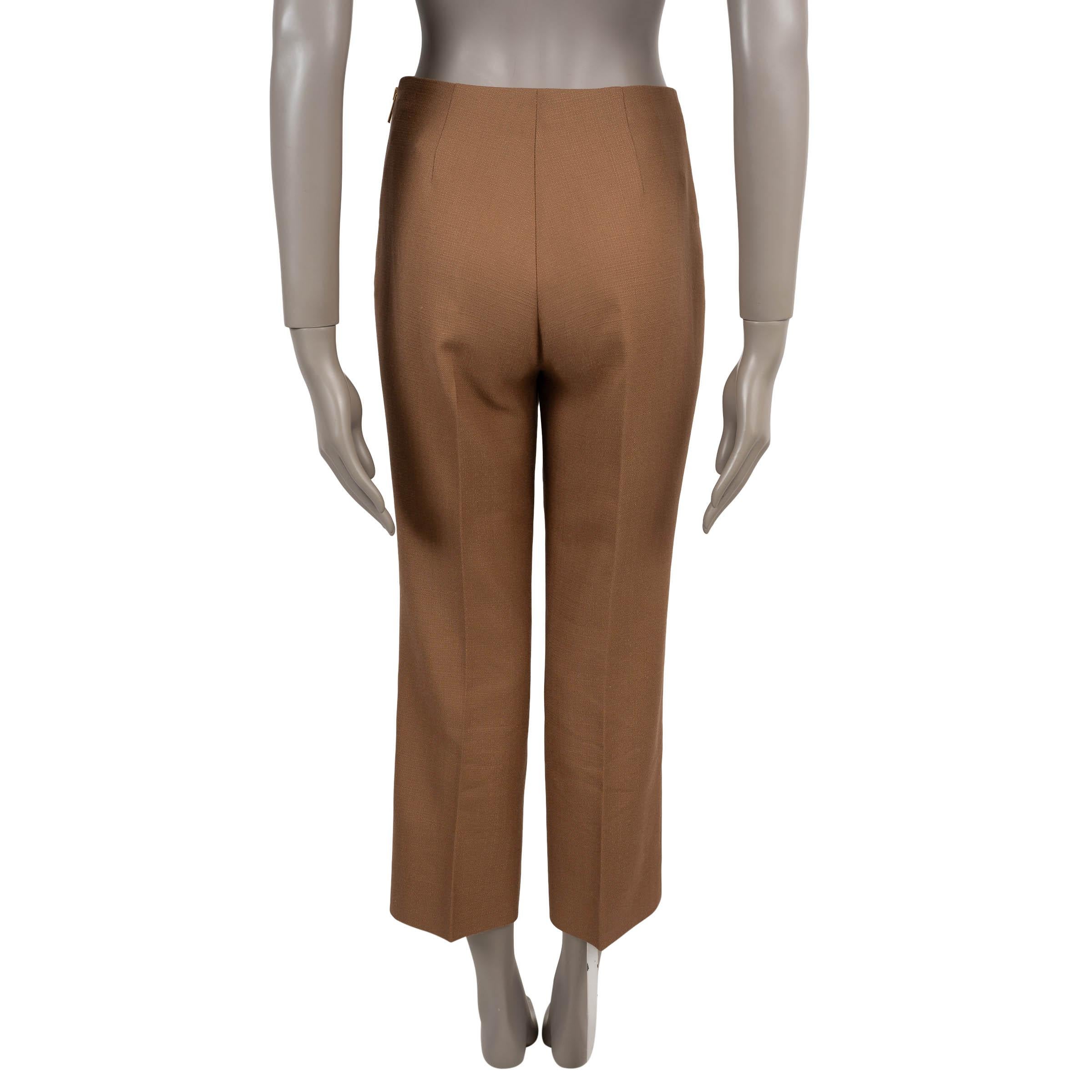 Brown GUCCI camel brown viscose 2022 CROPPED TAILORED Pants 38 XS For Sale