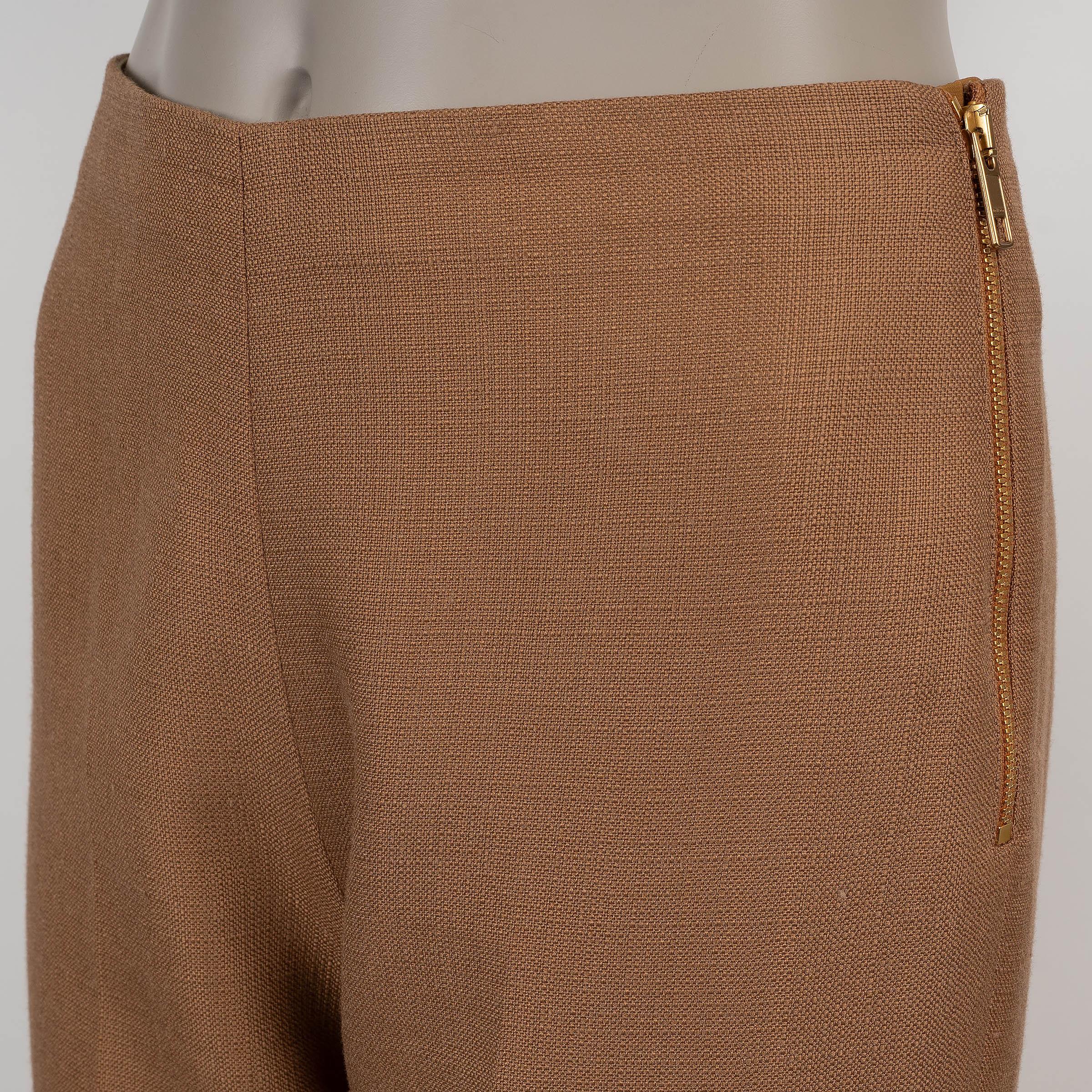 GUCCI camel brown viscose 2022 CROPPED TAILORED Pants 38 XS In Excellent Condition For Sale In Zürich, CH