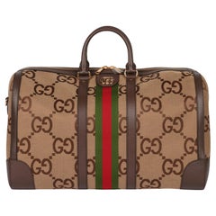 Gucci Jumbo GG Große Duffle Bag aus Kamel Canvas & Ebenholz und Kalbsleder