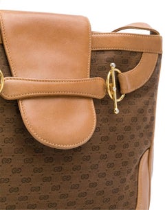 Gucci Camel Canvas Monogram Shoulder Bag