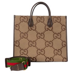 GUCCI sac camel ébène GG Jumbo Jacquard toile