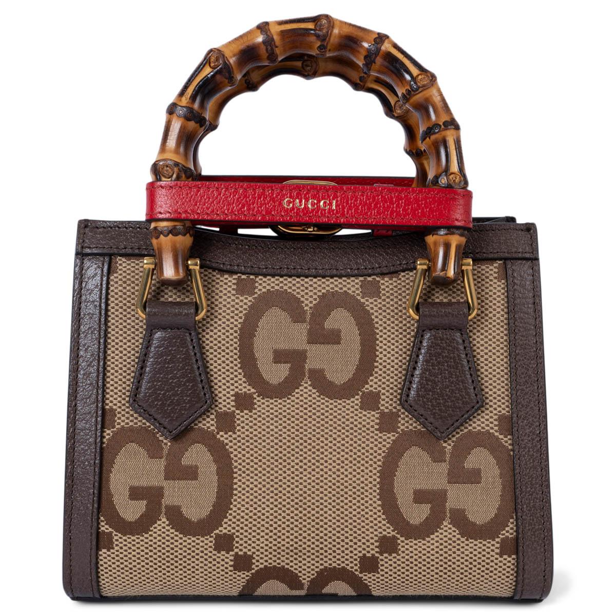 GUCCI camel ebony Jumbo GG DIANA MINI TOTE Shoulder Bag In Excellent Condition For Sale In Zürich, CH