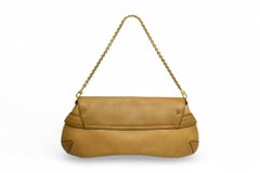 Gucci Camel Leather Horsebit Clutch With Chain Strap  Gold Hardware