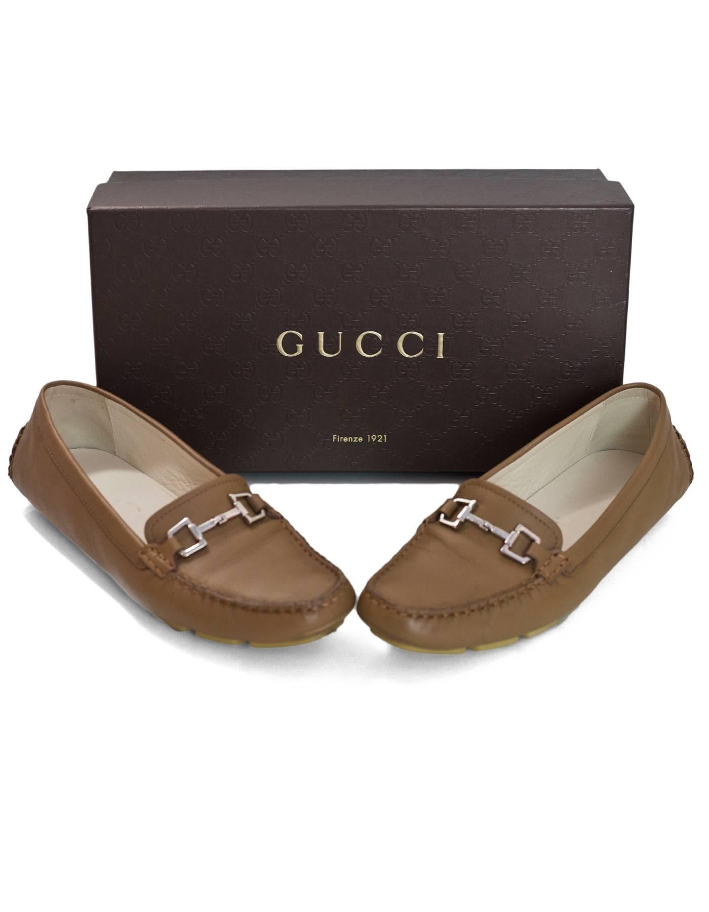 Gucci Camel Leather Loafers Sz 38 with Box 1