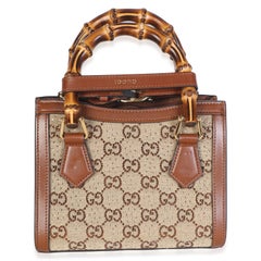 Gucci Camel New Canvas Charisma Calfskin Crystal GG Mini Diana Tote