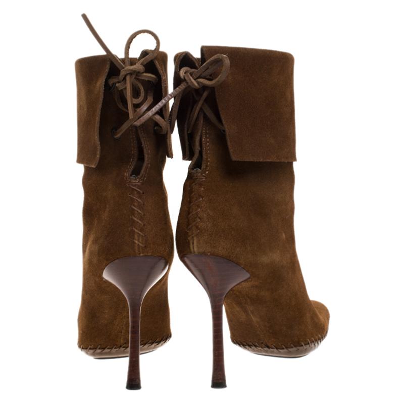 Gucci Camel Suede Leather Pointed Toe Ankle Boots Size 39 1