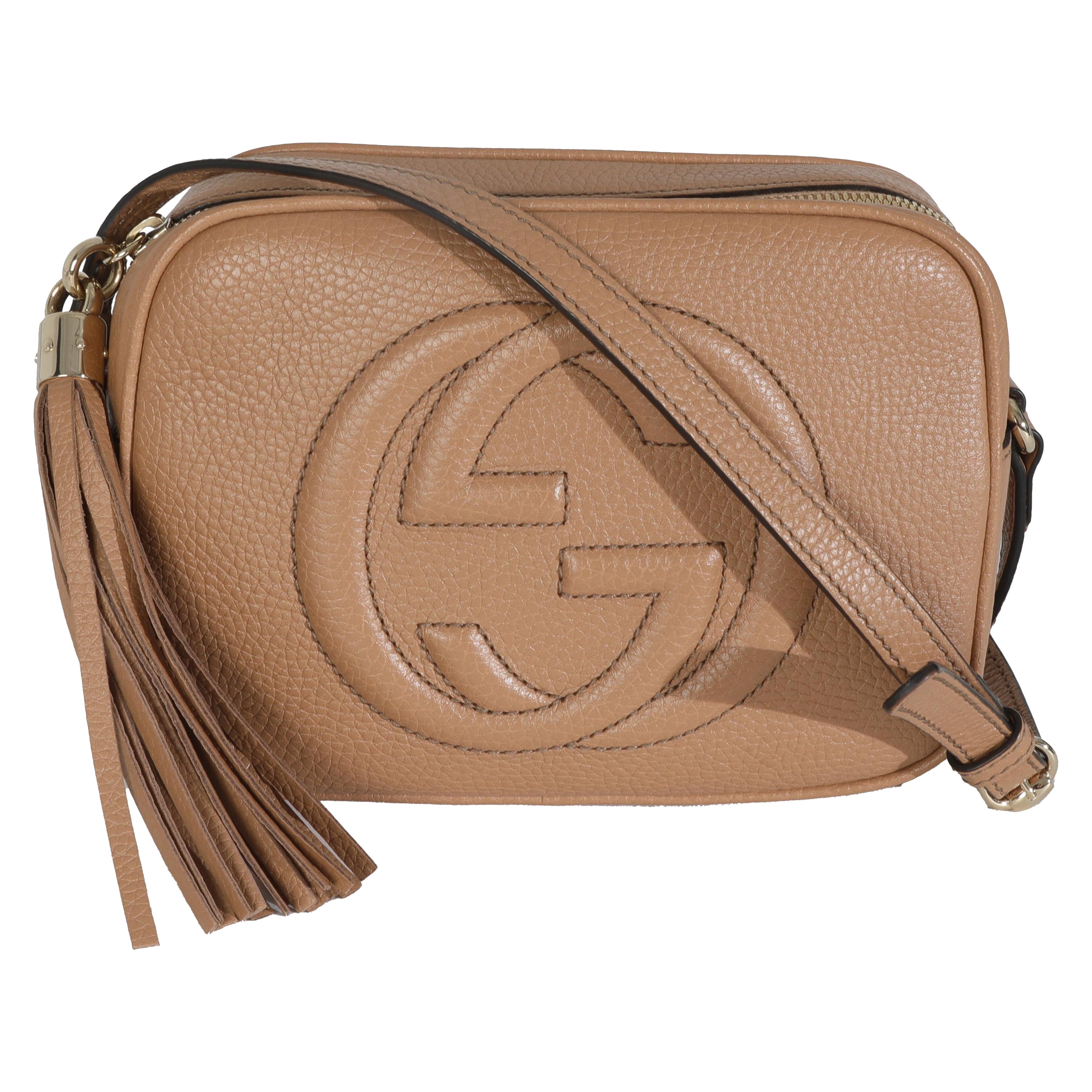 Gucci Camelia Gekörntes Kalbsleder Kleine SOHO Disco Tasche