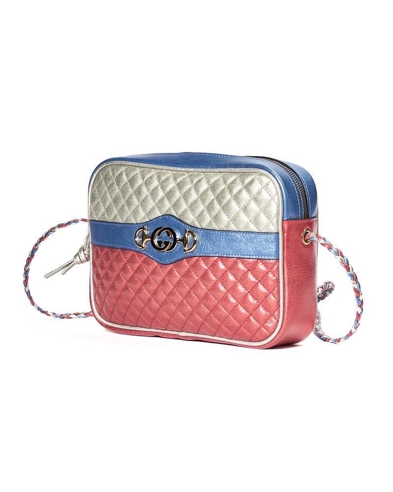 Beige Gucci Camera Bag Borsa a Tracolla Zumi Laminata Tricolor For Sale