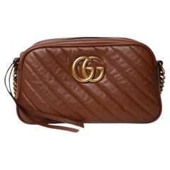 Gucci Camera Bag Small GG Marmont Brown Leather