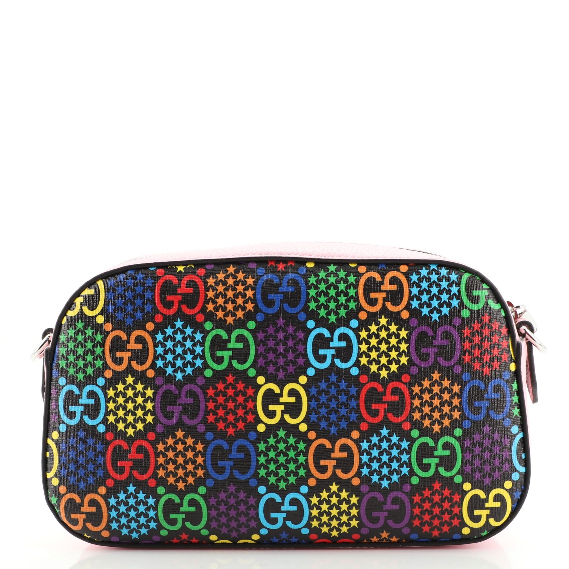 Gucci Kamera Umhängetasche Psychedelic Print GG aus beschichtetem Segeltuch im Zustand „Gut“ in NY, NY