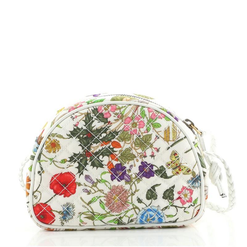 Gucci Camera Shoulder Bag Quilted Flora Canvas Small In Good Condition In NY, NY