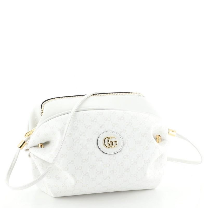 Gray Gucci Candy Crossbody Bag Mini GG Coated Canvas