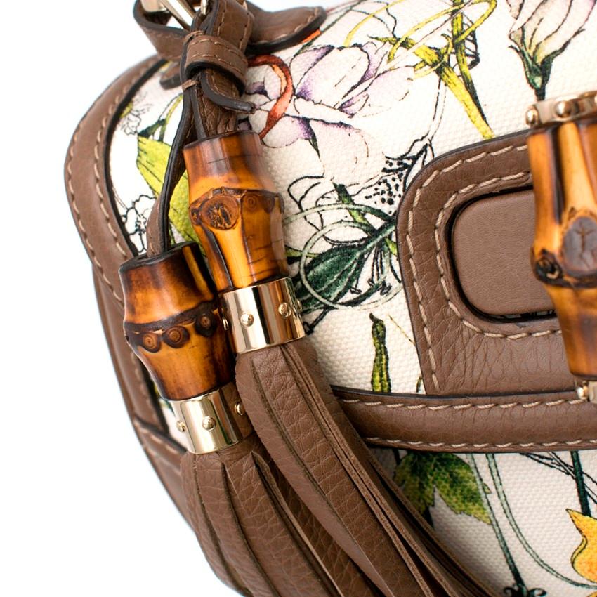 Women's or Men's Gucci Canvas Flora Painted Bamboo Top Handle Bag