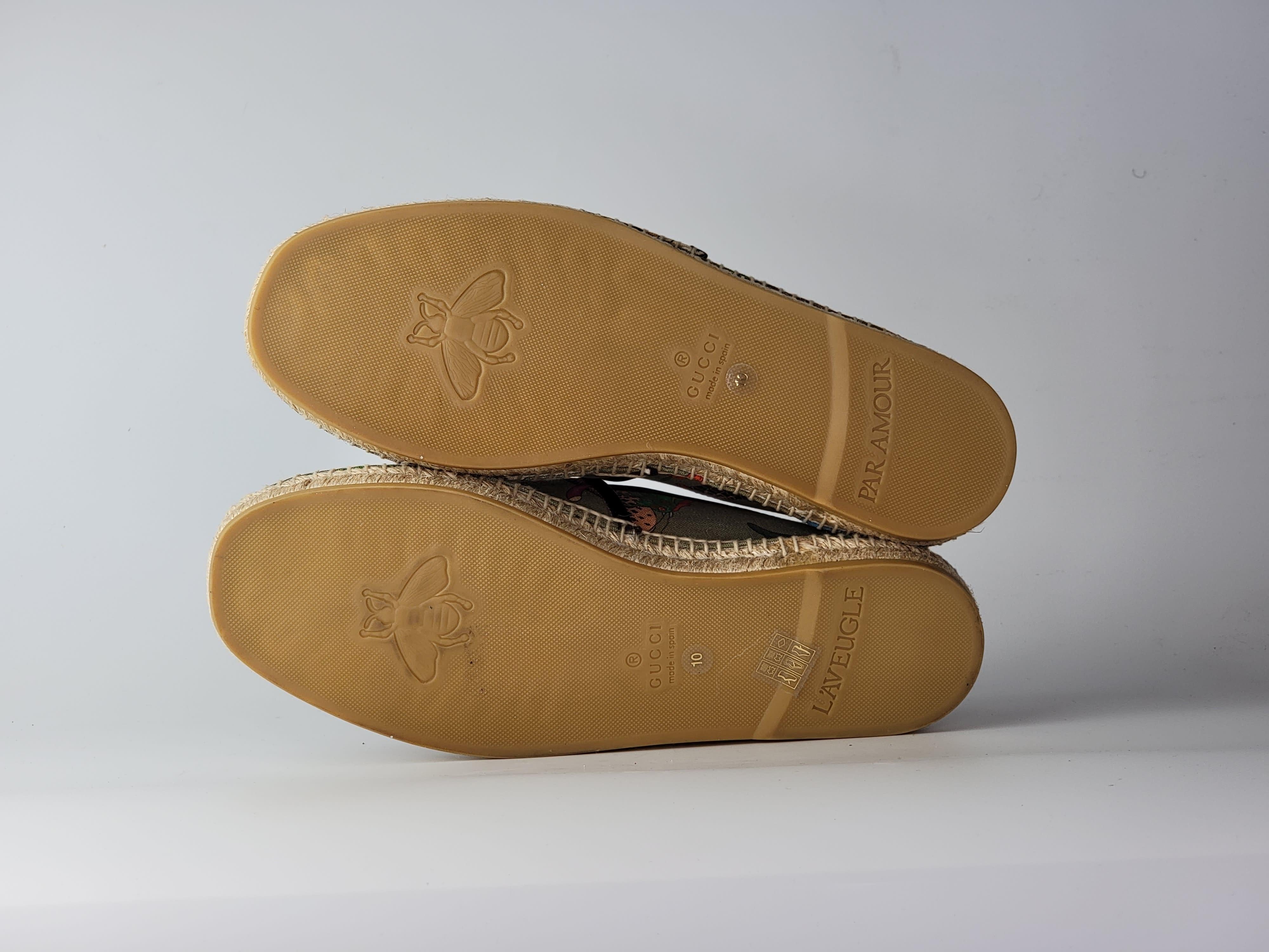 Gucci Canvas Flora Snake Print Men's Espadrilles (10 US) In New Condition In Montreal, Quebec