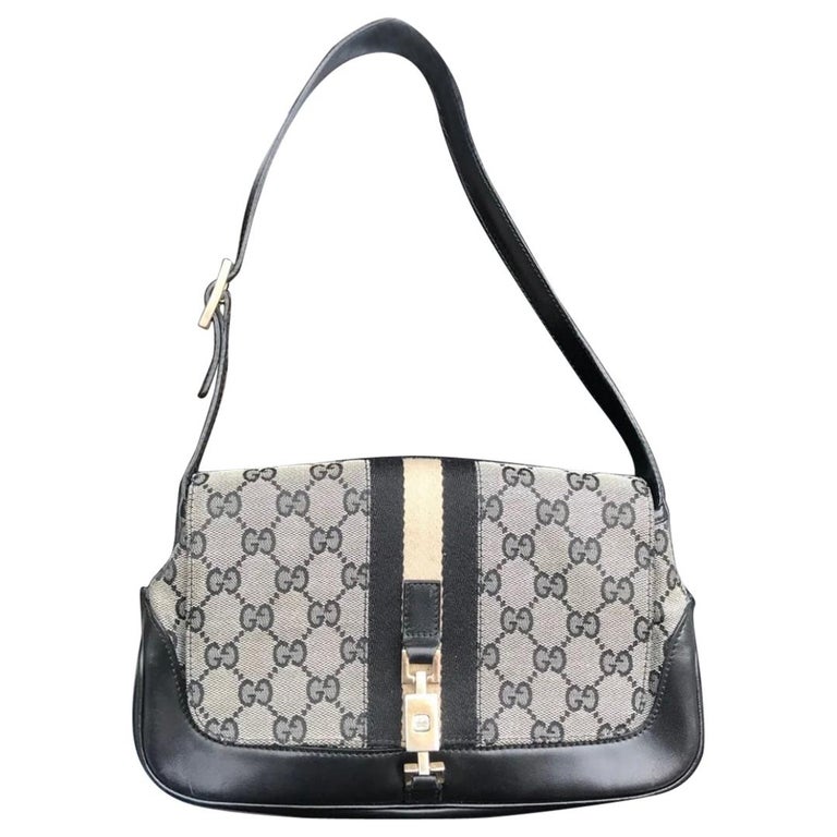 Gucci Canvas Front Flap Shoulder Bag For Sale at 1stdibs