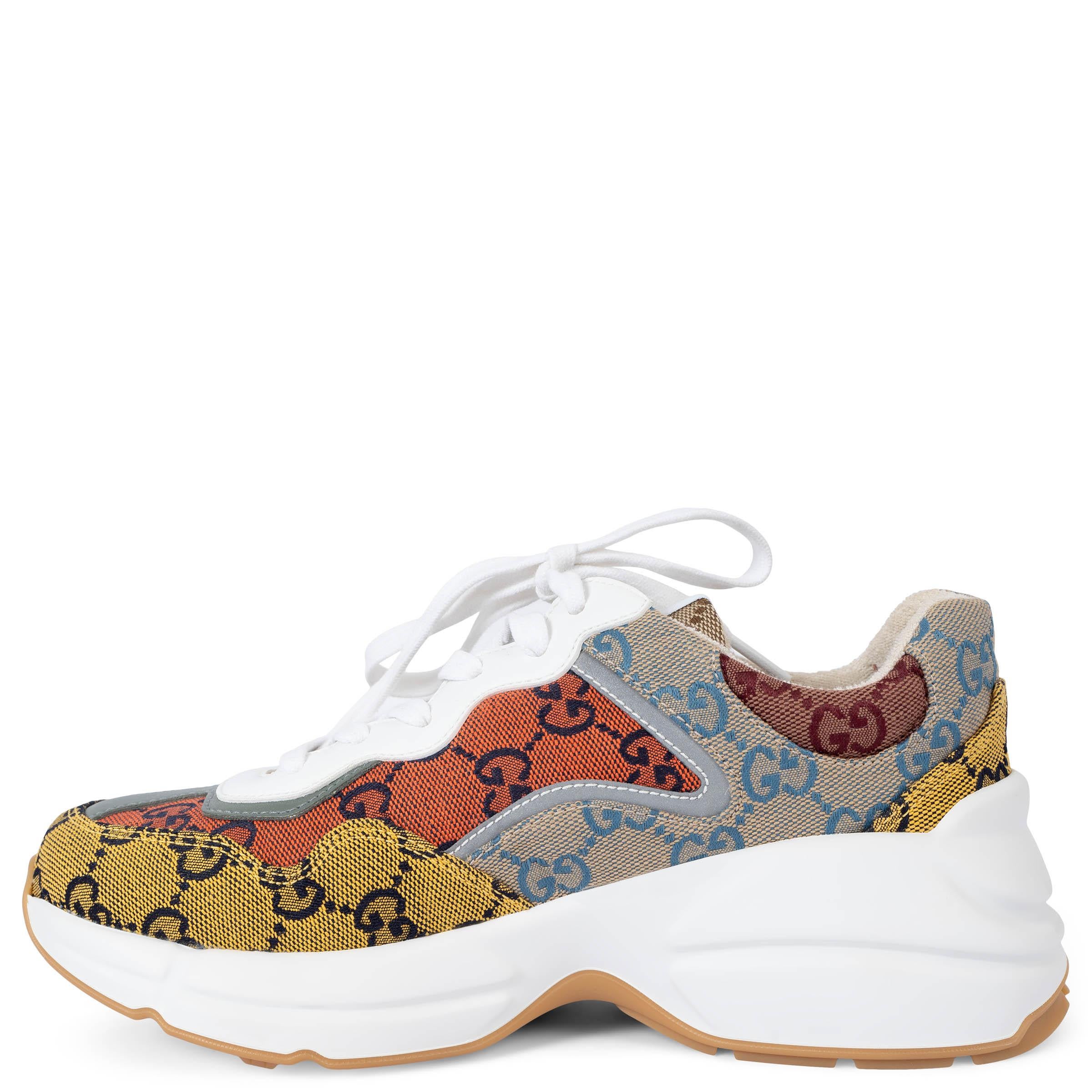Beige GUCCI canvas RYTHON GG MULTICOLOR Sneakers Shoes 36.5