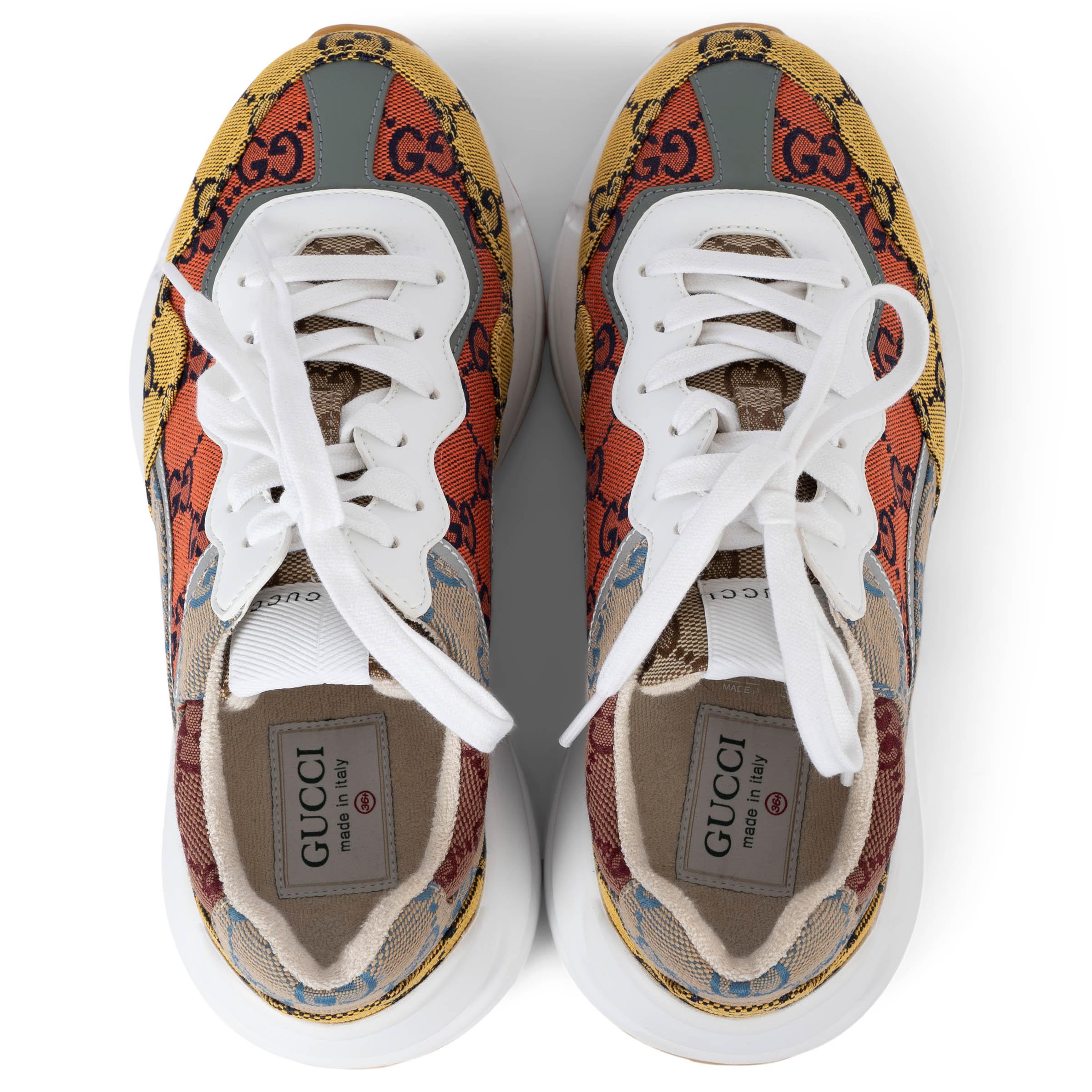 Women's GUCCI canvas RYTHON GG MULTICOLOR Sneakers Shoes 36.5