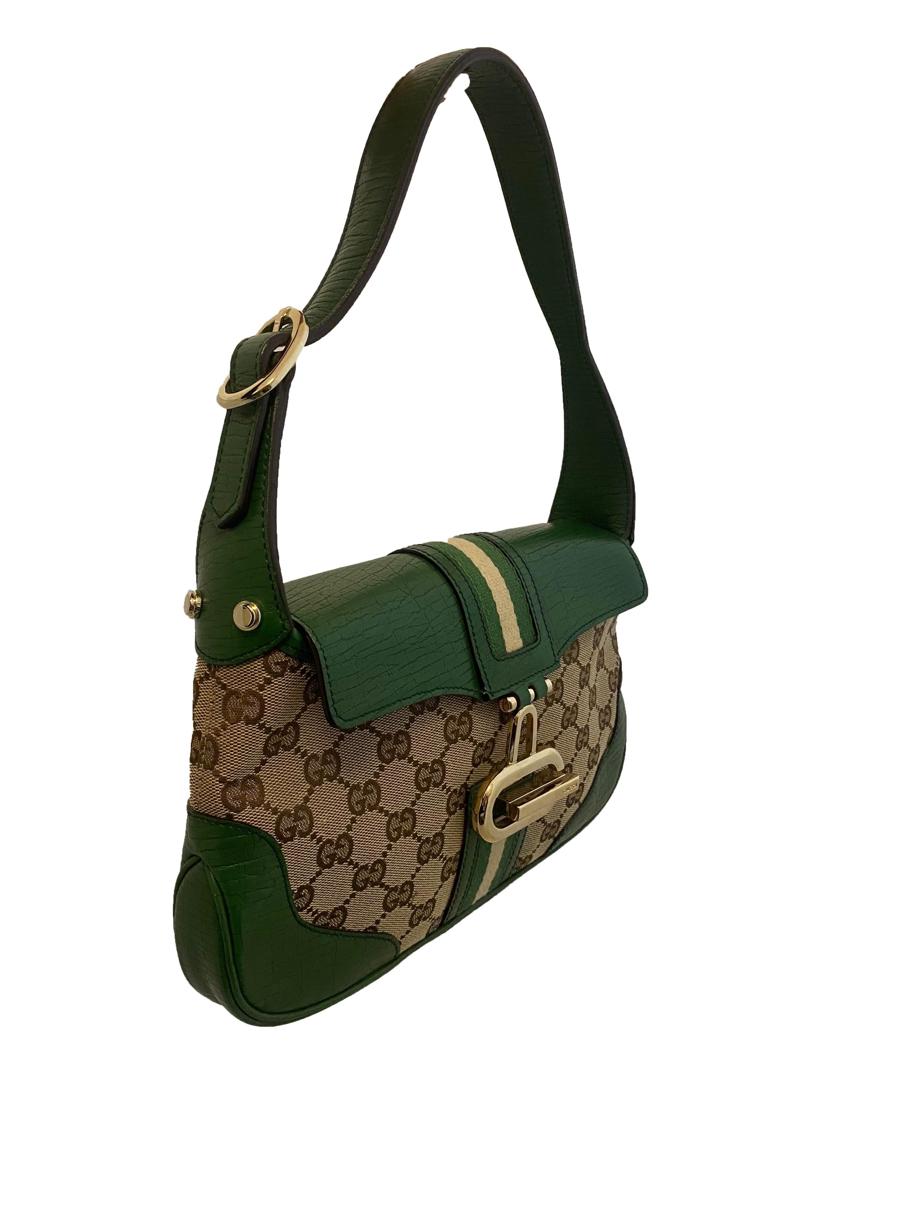 Gucci Canvas Turnlock Jackie shoulder bag and matching purse For Sale 6