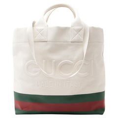 Gucci Canvas Web Logo Embossed Tote