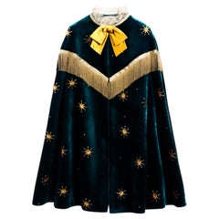 Gucci Cape Showstopper Silk Velvet Gorgeous Gold Rhinestone Embellishment Veste