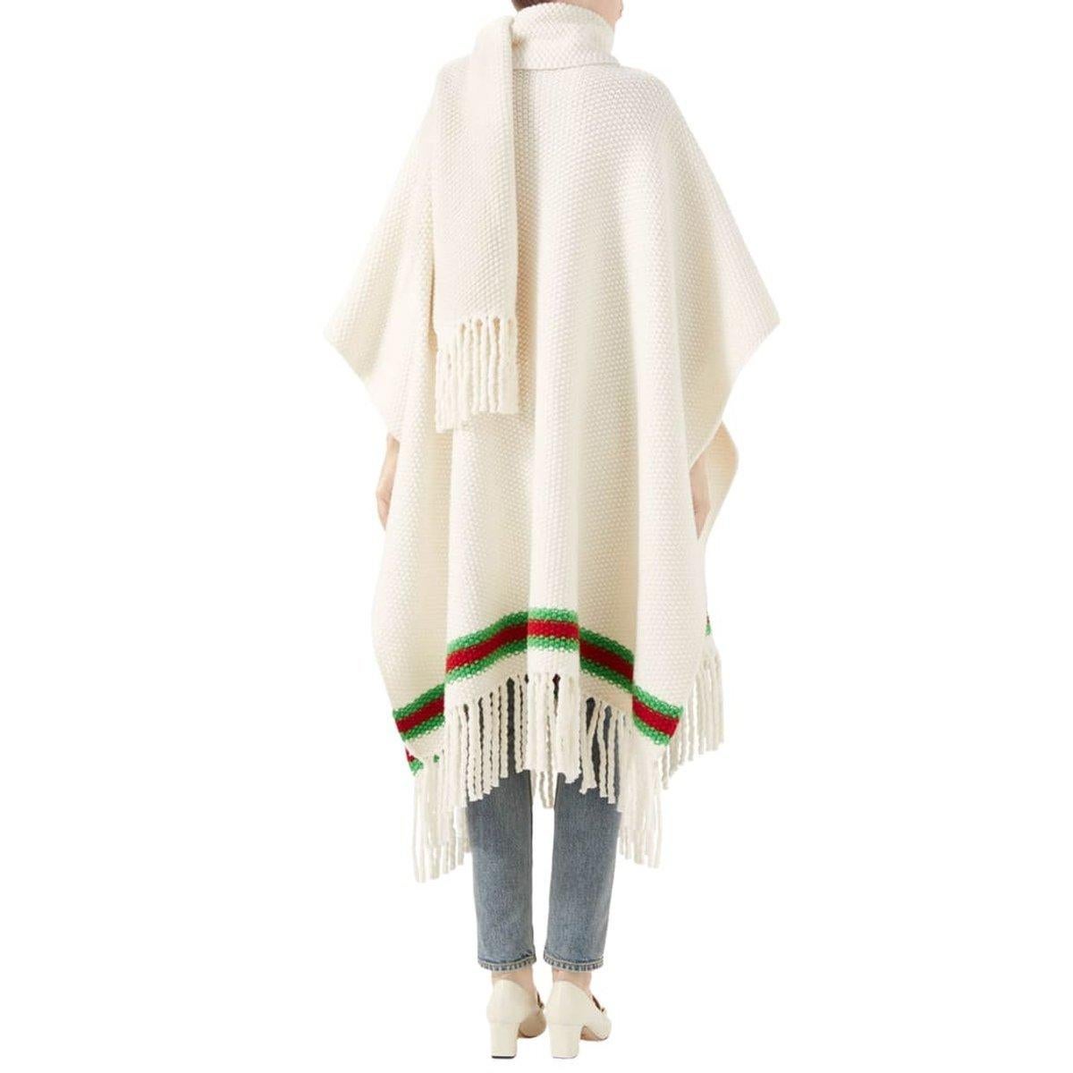 White Gucci Cape with Oversize Wool Scarf size L For Sale