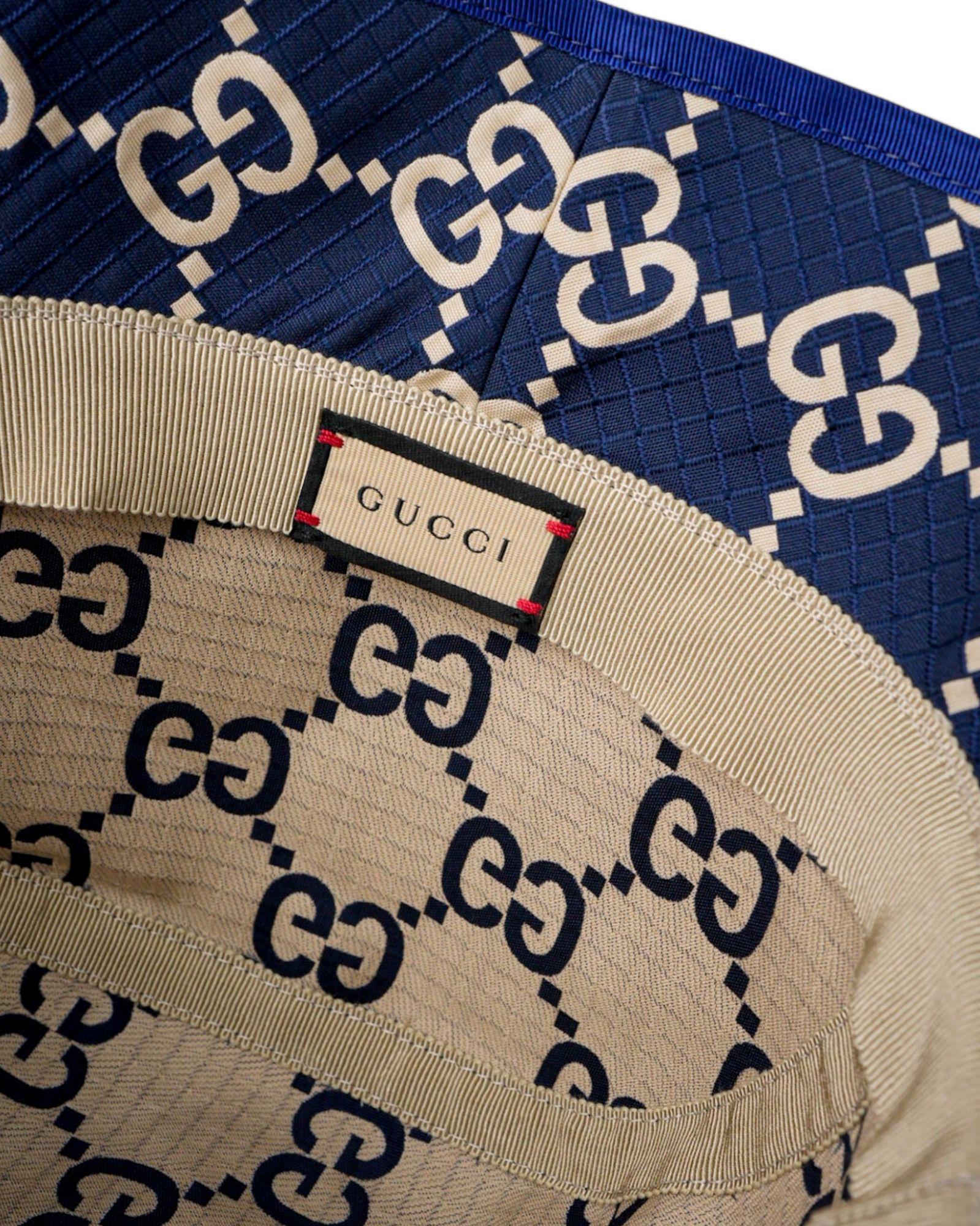Purple Gucci GG Nylon Fisherman Hat Blue
