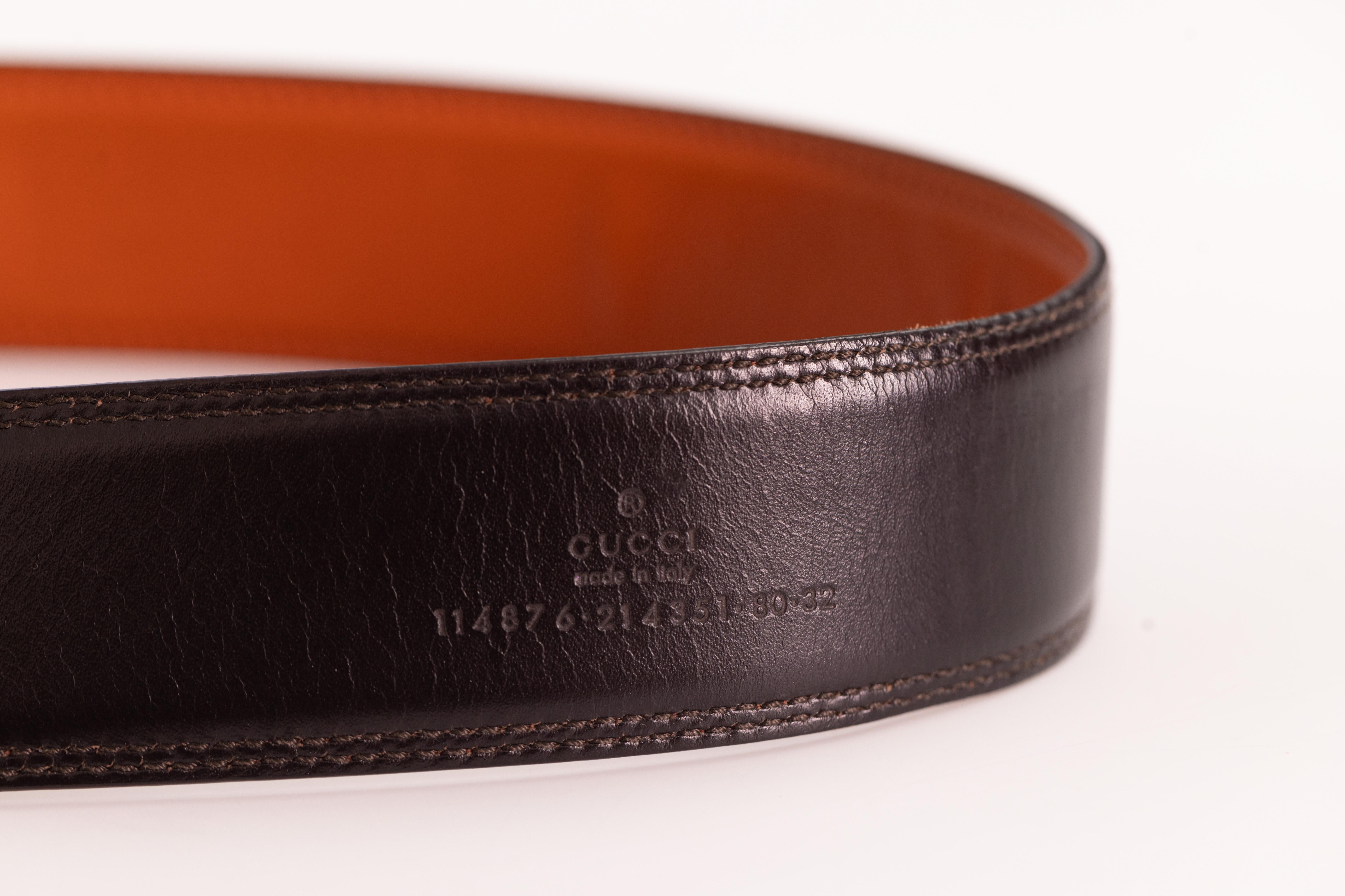 Gucci Caramel Brown Leather Blondie Interlocking GG Belt (80/32) For Sale 2