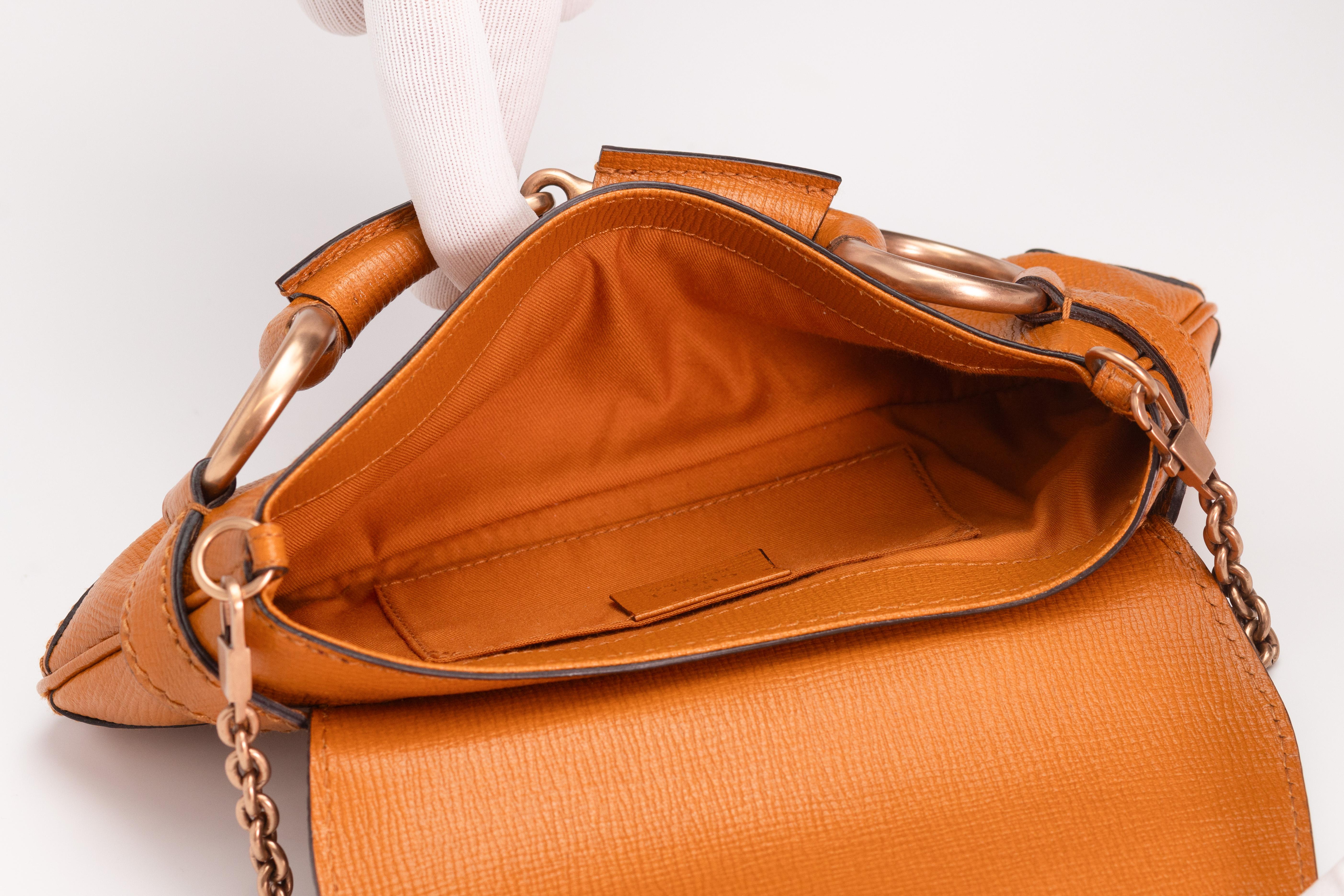 Women's Gucci Caramel Brown Leather Horsebit Chain Clutch Bag For Sale