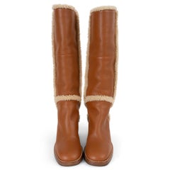 GUCCI caramel & butterscotch leather SHEARLING TRIM Boots Shoes 36