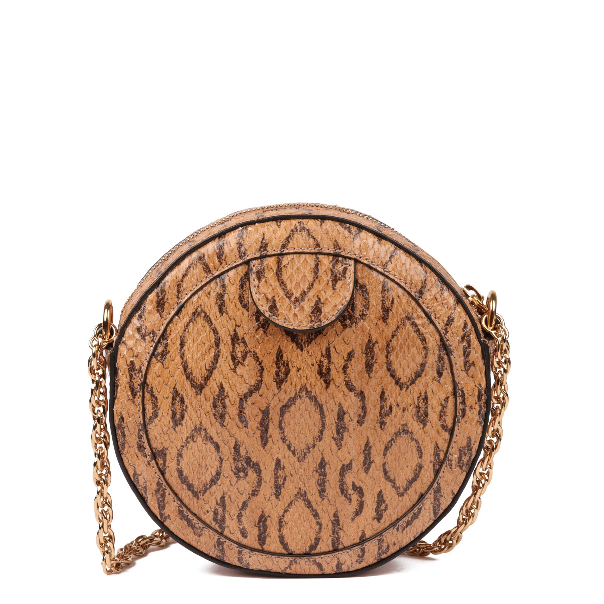 Women's GUCCI Caramel Python Leather Mini Round Ophidia Shoulder Bag For Sale