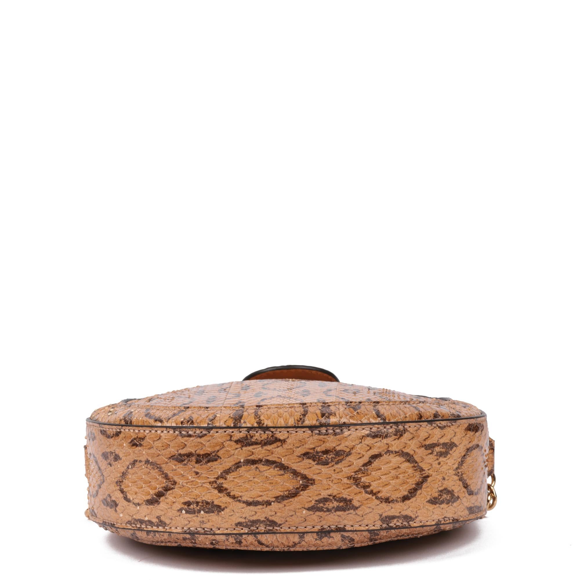 GUCCI Caramel Python Leather Mini Round Ophidia Shoulder Bag For Sale 1