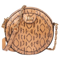 Used GUCCI Caramel Python Leather Mini Round Ophidia Shoulder Bag