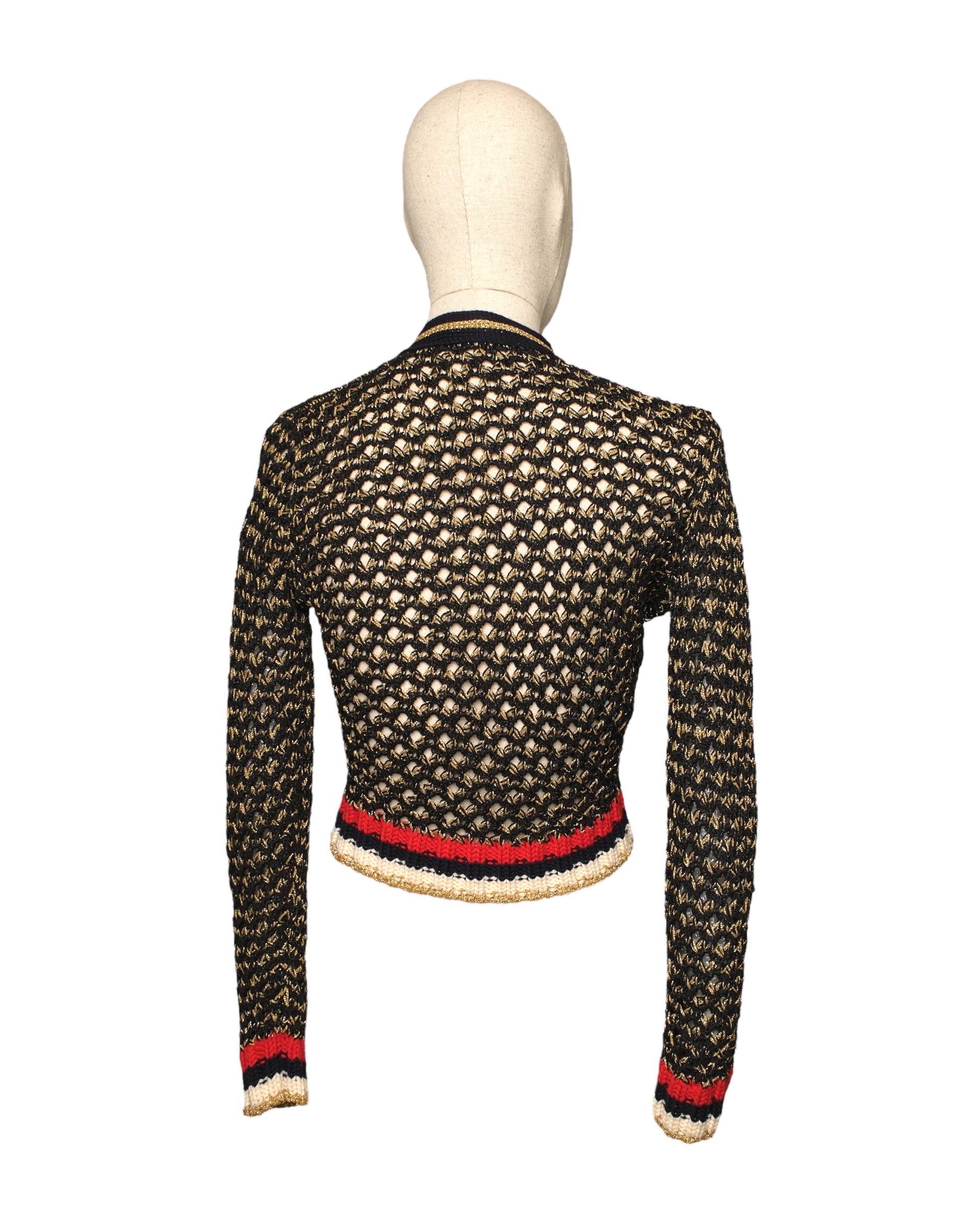 Gucci Strickjacke Fascia Web Nero (Schwarz) im Angebot