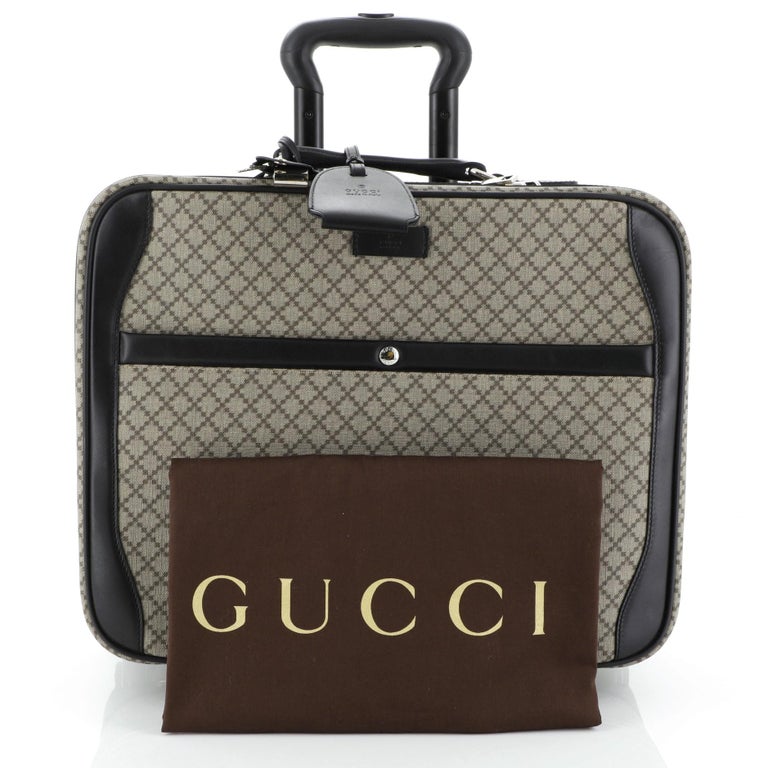 Gucci Carry On Trolley Rolling Luggage GG Coated Canvas With Leather at