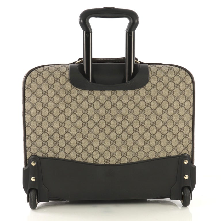 Gucci Carry On Trolley Rolling Luggage GG Coated Canvas With Leather at