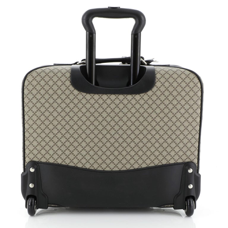 Gucci Carry On Trolley Rolling Luggage GG Coated Canvas With Leather at