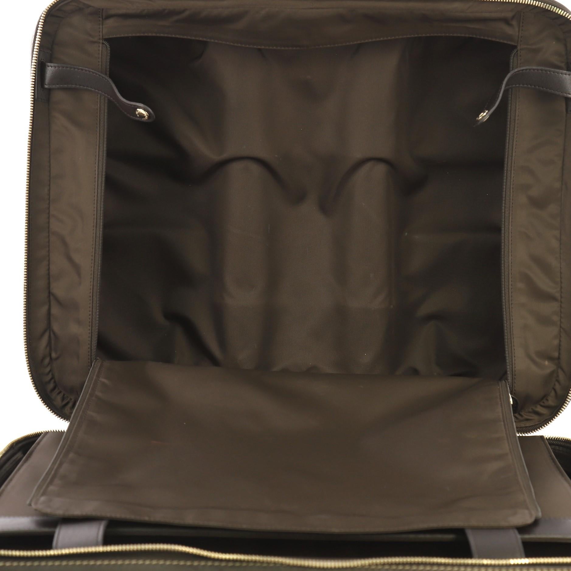 Women's Gucci Carry On Trolley Rolling Luggage GG Coated Canvas With Leather