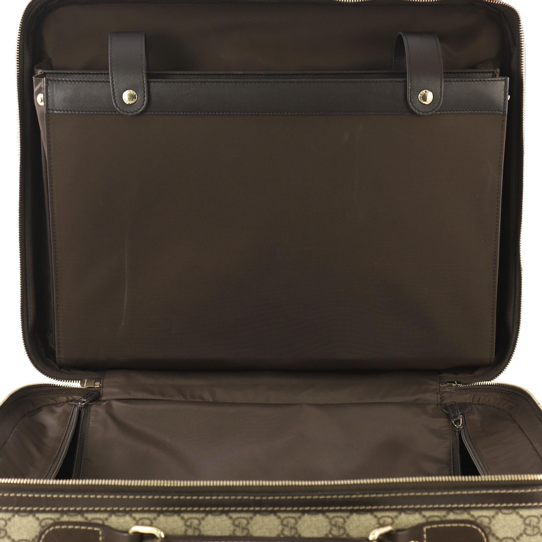 Gucci Carry On Trolley Rolling Luggage GG Coated Canvas With Leather 1