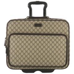 Gucci Carry On Trolley Rolling Luggage GG Coated Canvas With Leather 