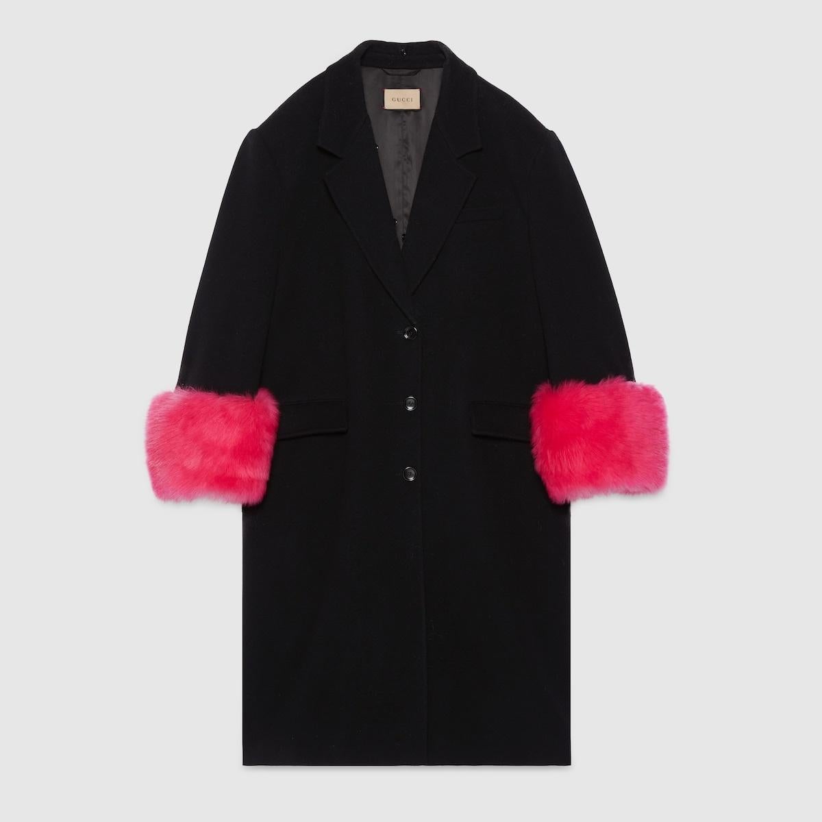 Gucci Cashmere Wool Coat with Shearling-collar  IT 44 For Sale 8
