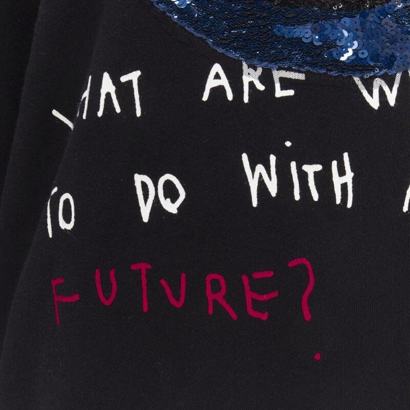 GUCCI Schwarzer übergroßer Hoodie aus Baumwolle mit Katzenpailletten und Future-Druck S im Angebot 3