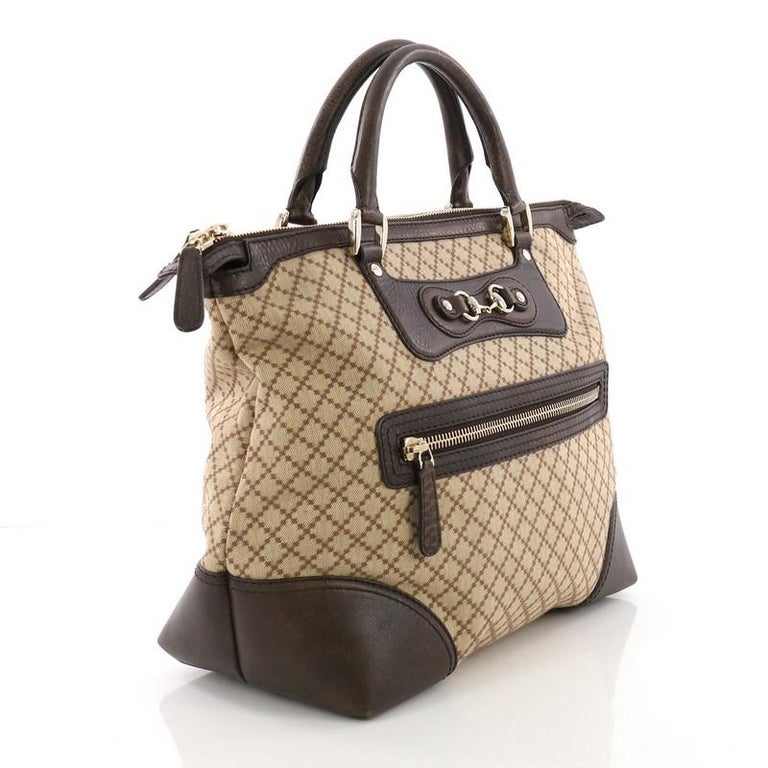 Gucci Catherine Tote Diamante Canvas with Leather Large at 1stdibs